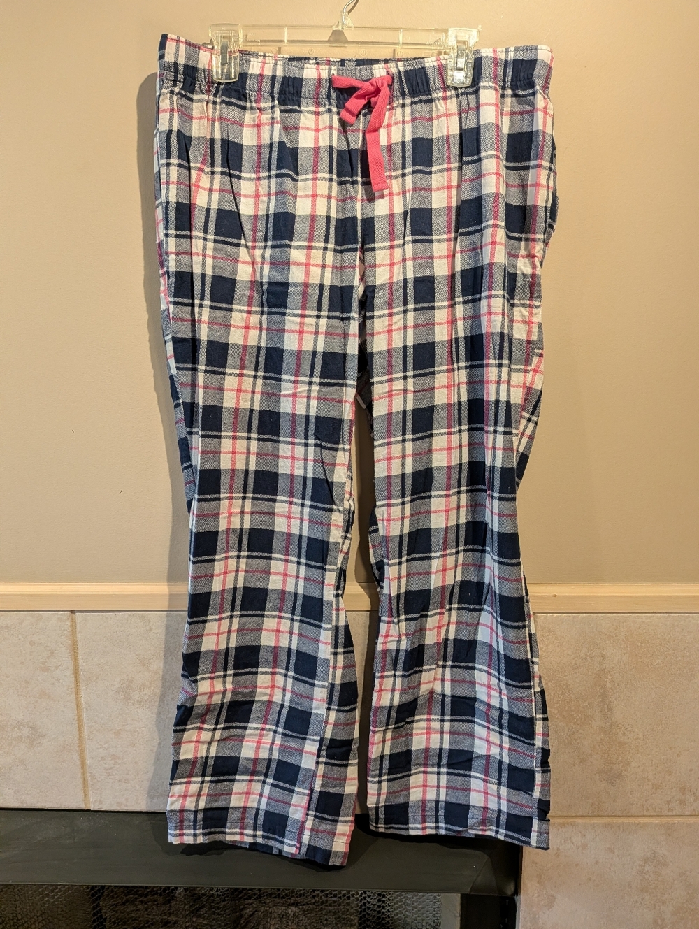 Old Navy, Women's Plaid Pajama Pants, Navy + Pink, Size L